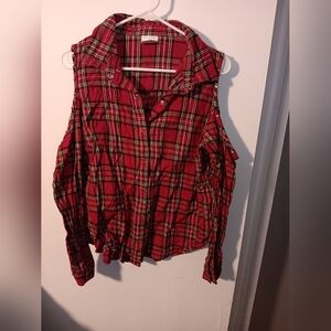 Stylish Red Plaid Women's Button Down Shirt